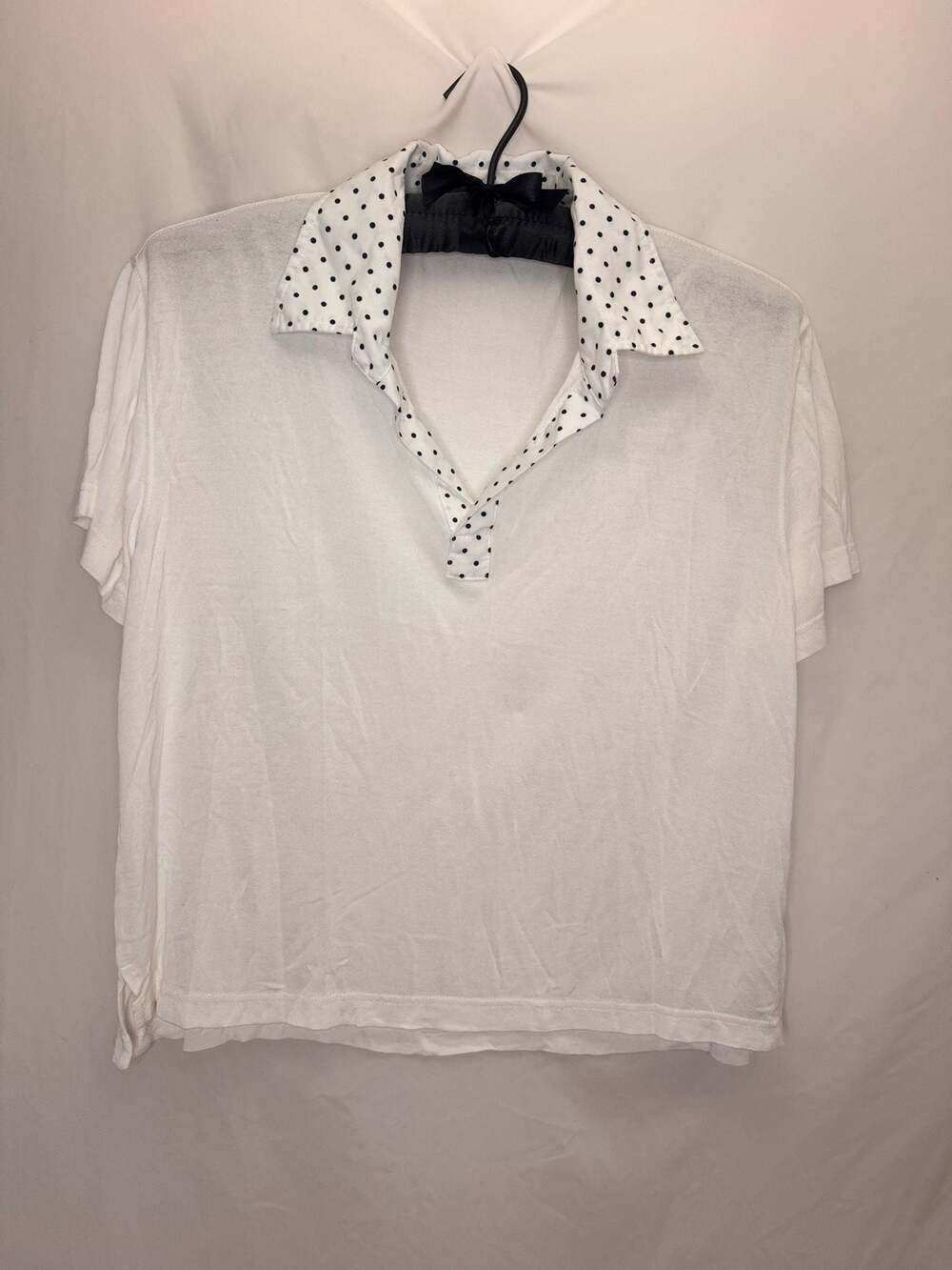 R.E.D. Valentino White Polka Dot Collar Polo‎ Shirt Size M